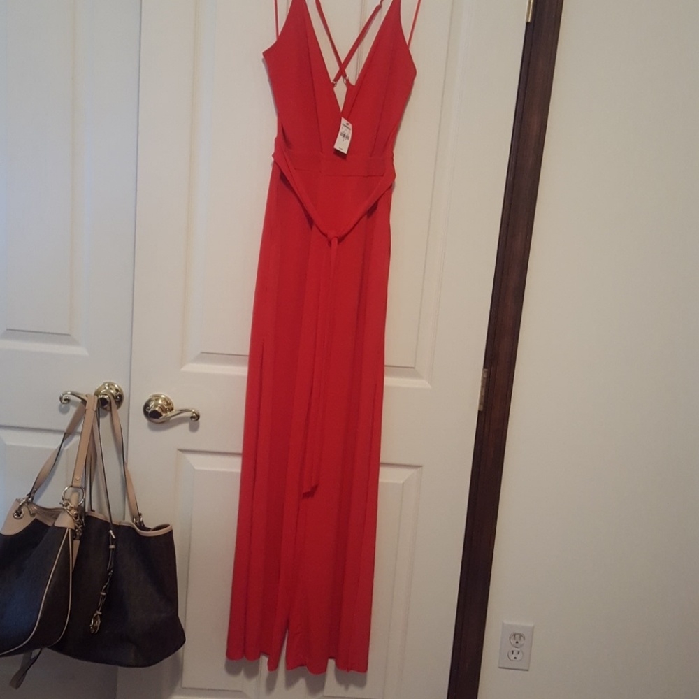 Express red wideleg jumpsuit